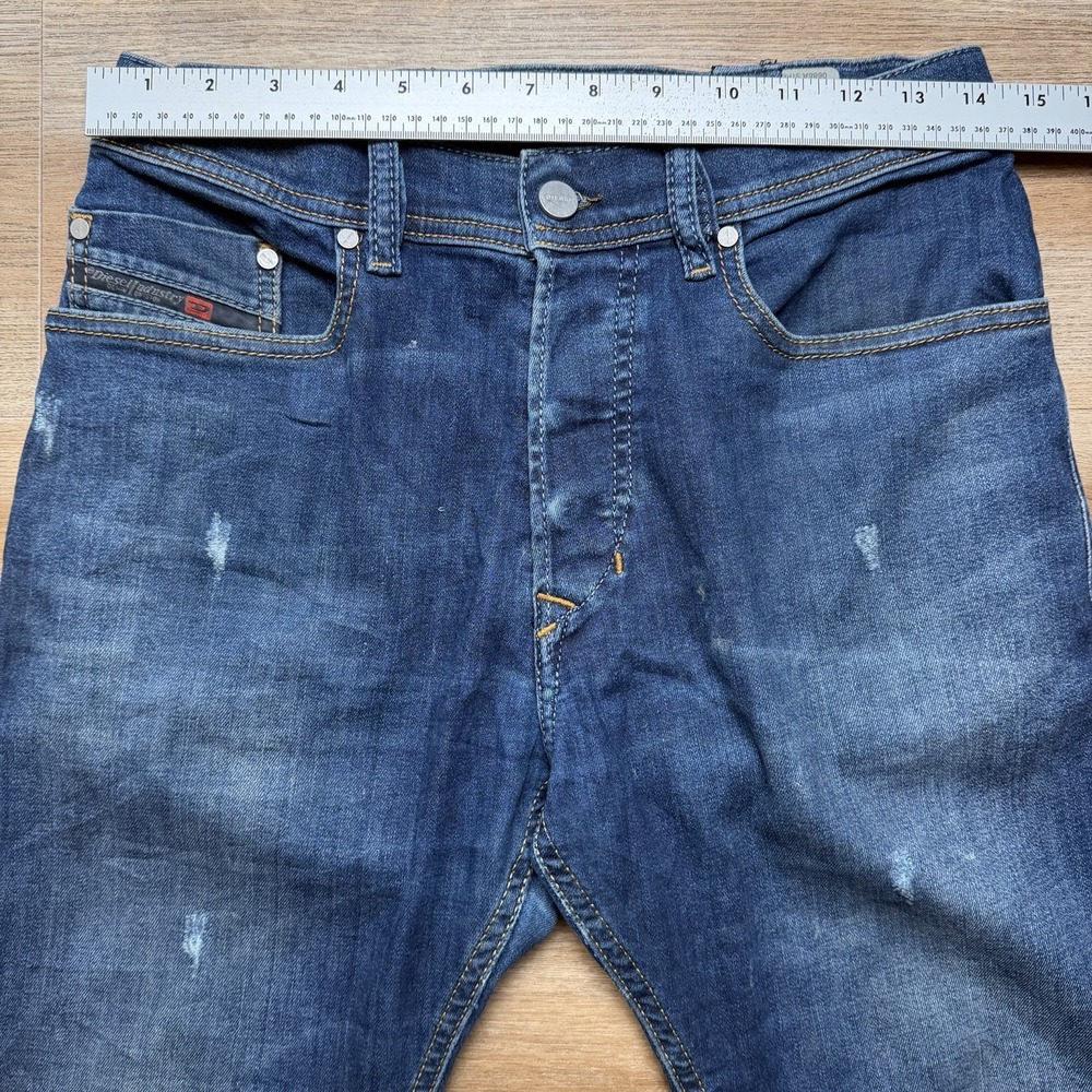 Diesel Jeans Men 28x32 Blue Tepphar Slim Carrot Stretch Denim Dark 0688A (Tag30) - Picture 10 of 14